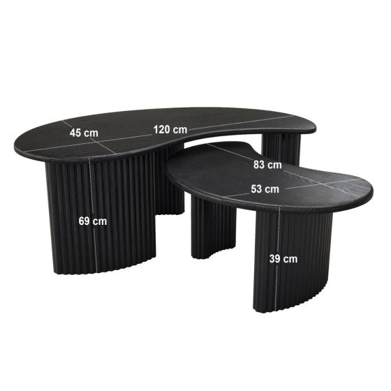 SOLACE+CO CLIO COFFEE TABLE SET BLACK