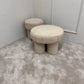 SOLACE+CO FERRO SET OF 2 UPHOLSTERED POUFFE STOOLS BEIGE SHERPA FLEECE