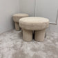SOLACE+CO FERRO SET OF 2 UPHOLSTERED POUFFE STOOLS BEIGE SHERPA FLEECE