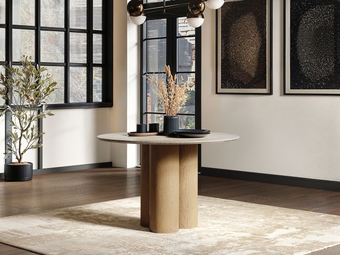 SOLACE+CO DEKO SINTERED STONE DINING TABLE-OAK