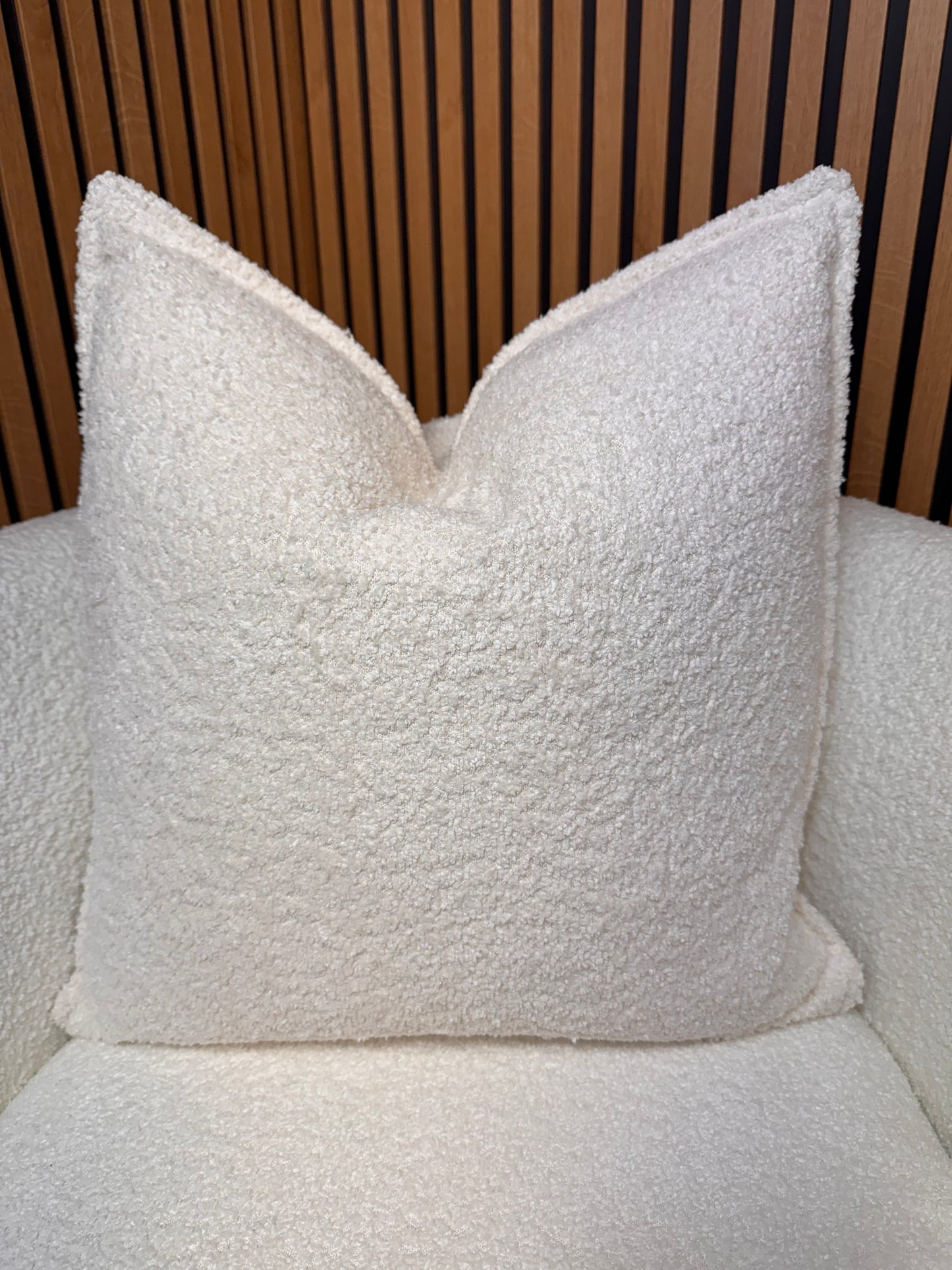 Cream boucle cushion