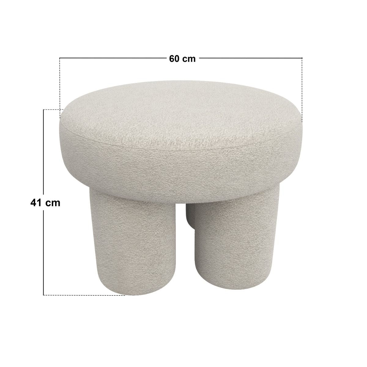 SOLACE+CO FERRO SET OF 2 UPHOLSTERED POUFFE STOOLS BEIGE SHERPA FLEECE