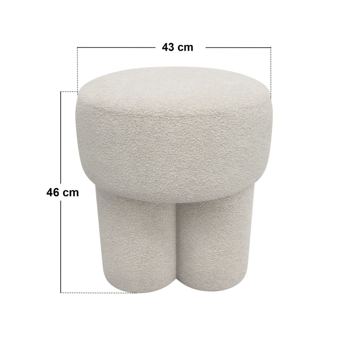 SOLACE+CO FERRO SET OF 2 UPHOLSTERED POUFFE STOOLS BEIGE SHERPA FLEECE