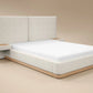 SOLACE+CO Vera Hotel Bed Frame with Integrated Bedside Tables Cream Chenille
