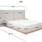 SOLACE+CO Vera Hotel Bed Frame with Integrated Bedside Tables Cream Chenille