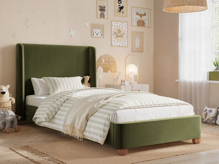 FLAIR ALMA SINGLE UPHOLSTERED BED WITH WINGED HEADBOARD