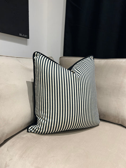 Half Pinstripe With Black Velvet Back Cushion