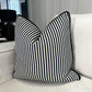 Black and cream pin striped linen like cushion