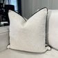 Cream teddy cushion with black piping